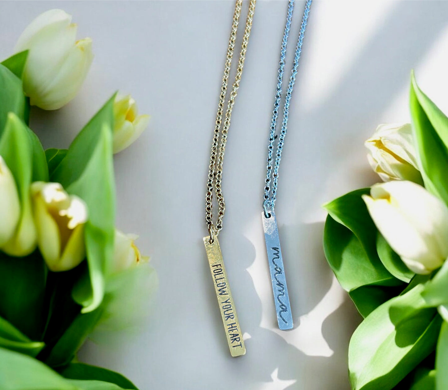 Customizable Stainless Steel Vertical Bar Necklace - Oh Elly Designs