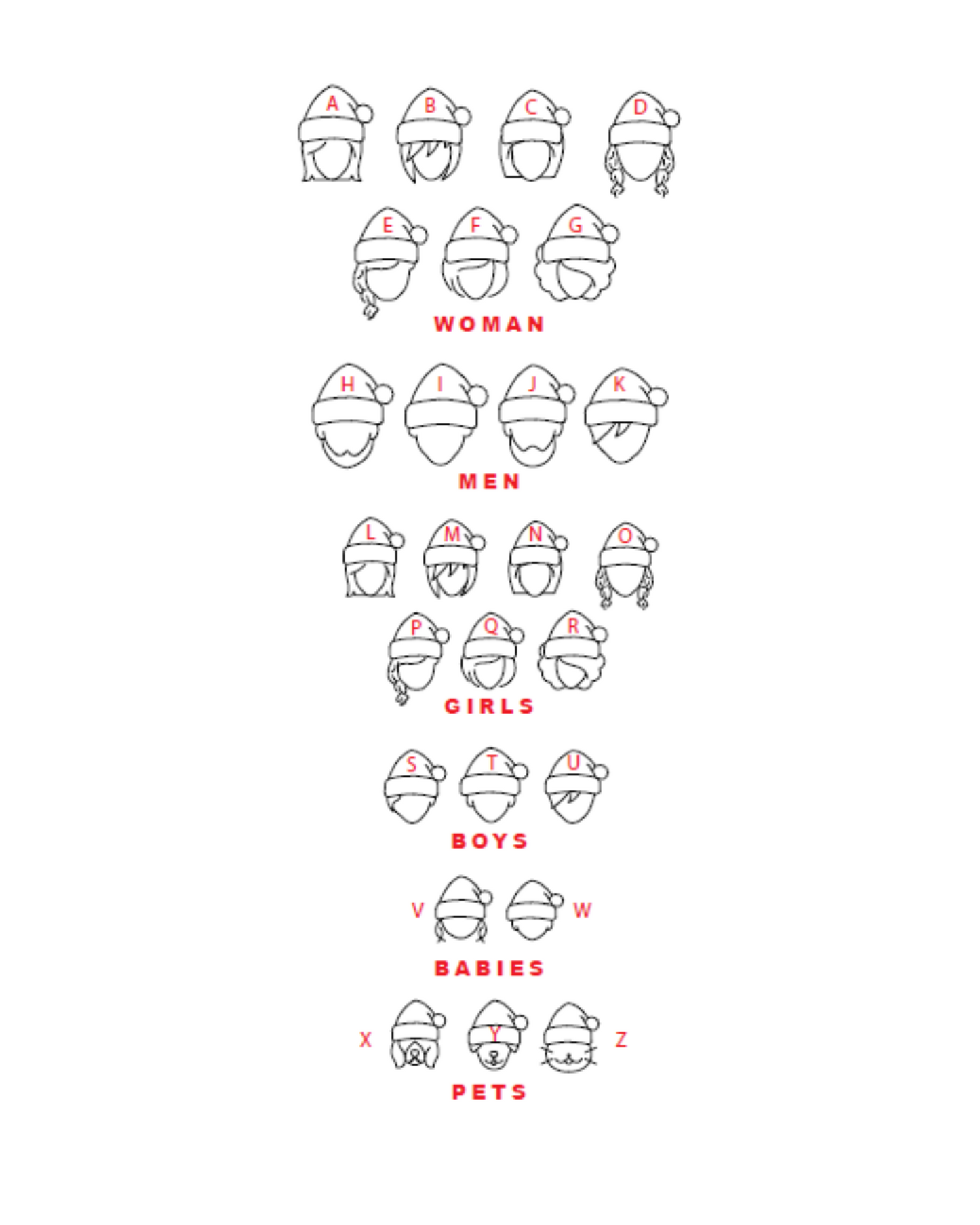 Custom Family Christmas Ornament with Santa Hats.