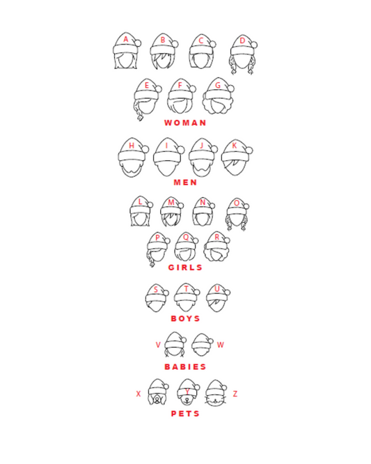 Custom Family Christmas Ornament with Santa Hats.