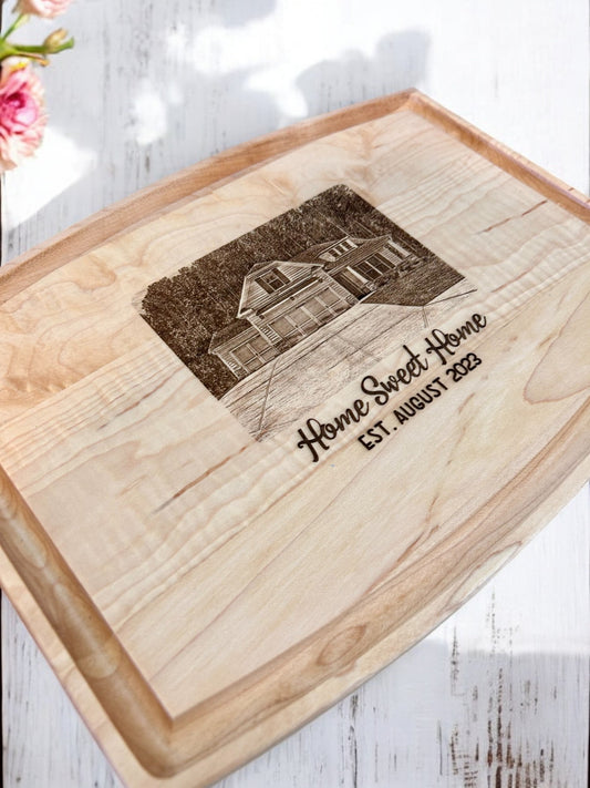 Personalized House photo on Cutting Board - Oh Elly Designs