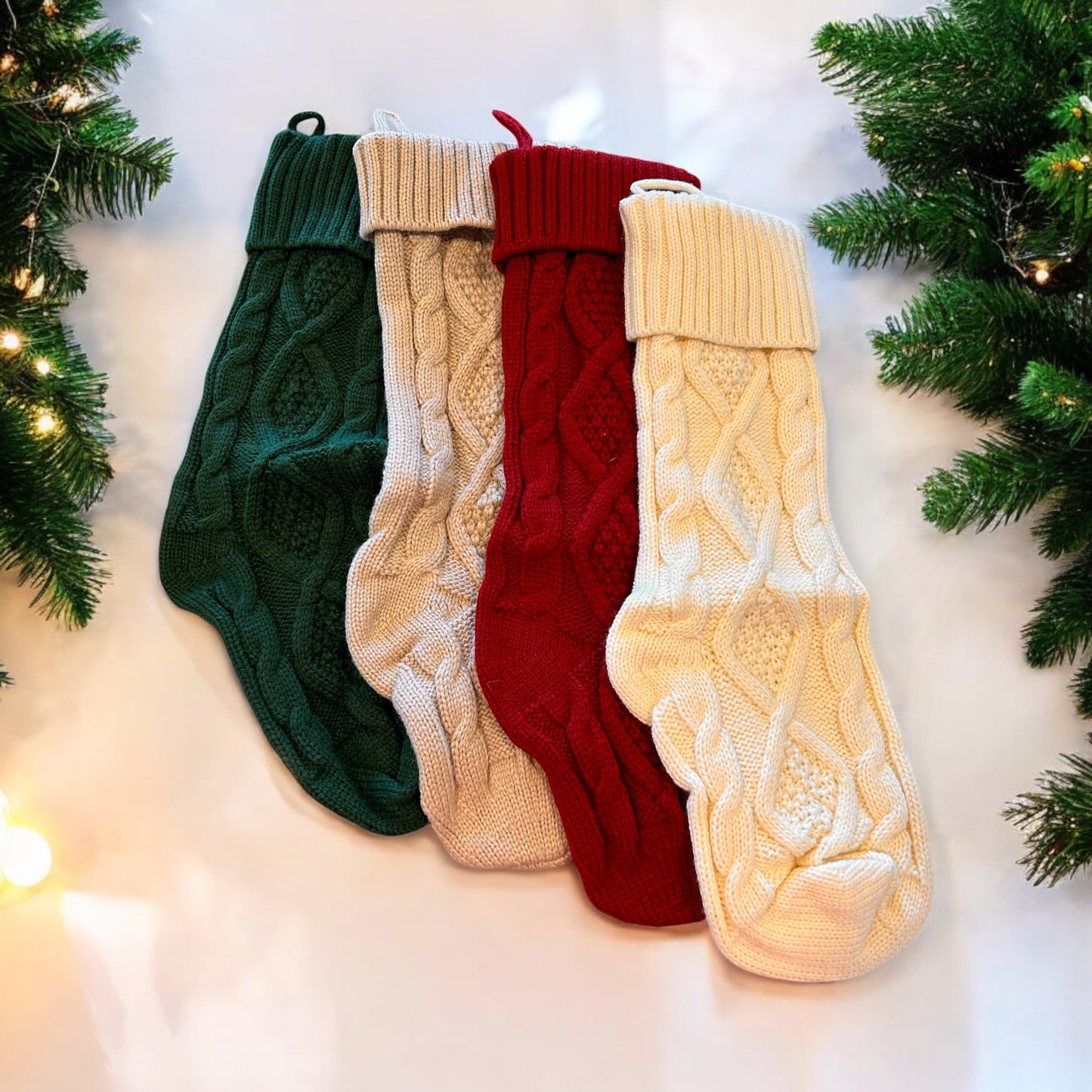 Personalized Christmas Stocking with Leather Patch – Custom Family Holiday Stocking.