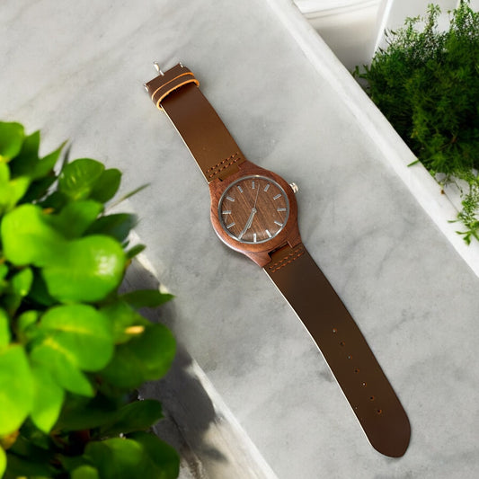 Customizable Walnut Wood Watch.