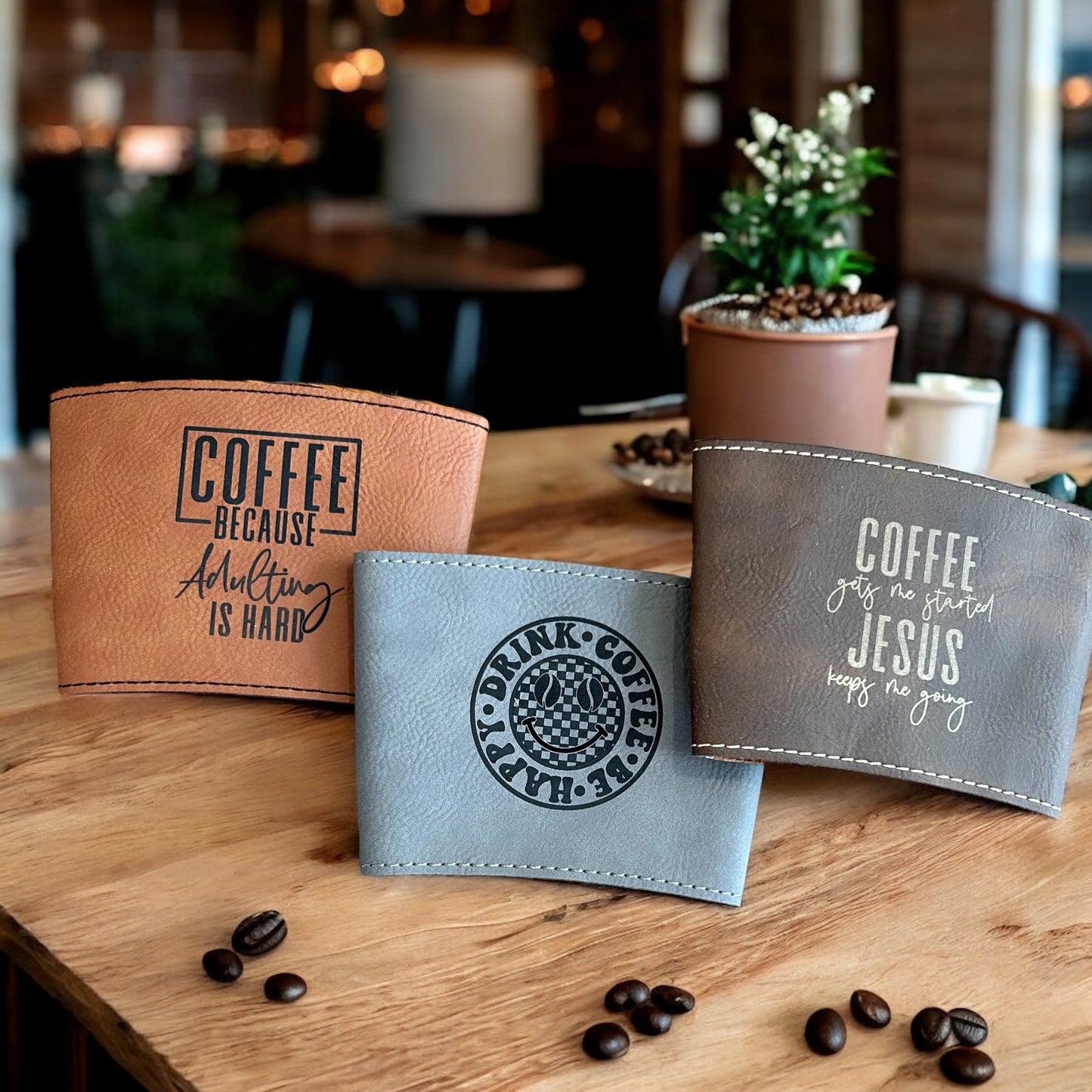 Customizable Leatherette Coffee Sleeves - Oh Elly Designs