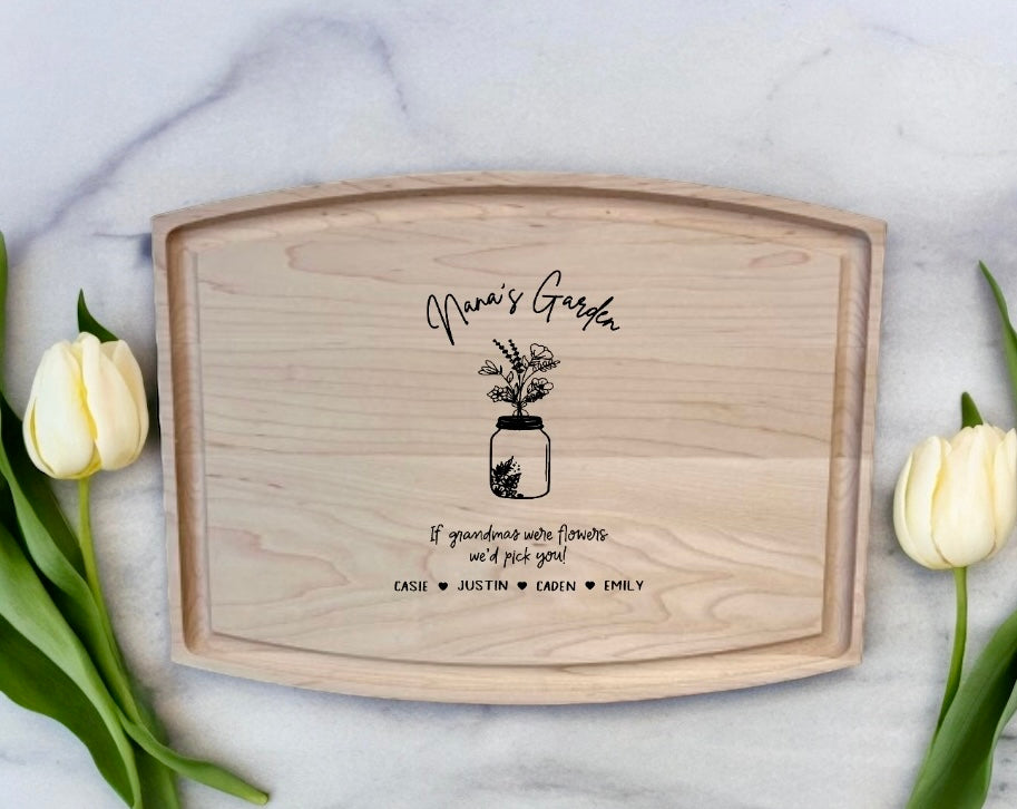 Personalized Family Birth Flower Garden Cutting Board - Oh Elly Designs