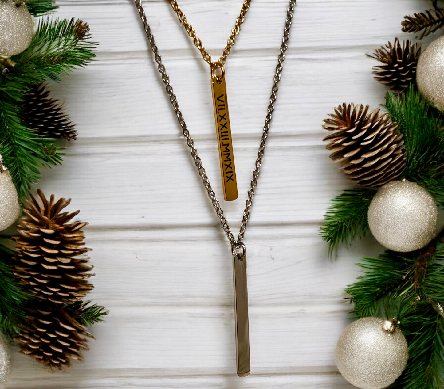 Customizable Stainless Steel Vertical Bar Necklace - Oh Elly Designs