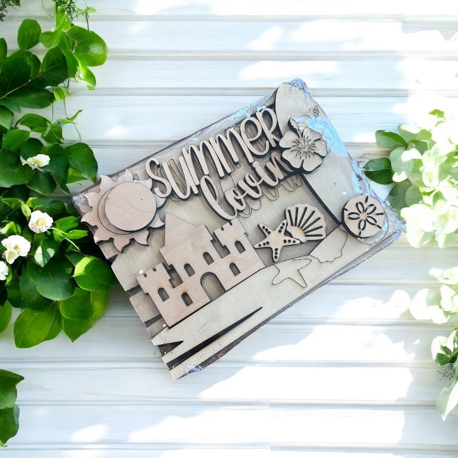 Summer Lovin’ Beach Sandcastle Sign – DIY Paint Kit or Finished Shelf Sitter