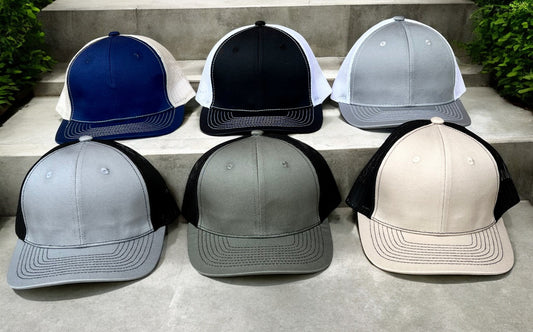 Adult Custom Leather Patch Trucker Hat.