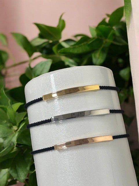 Customizable Stainless Steel Braided Bar Bracelet.