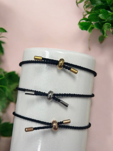 Customizable Stainless Steel Braided Bar Bracelet.