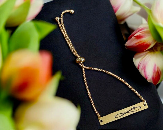 Customizable Stainless Steel Flat Adjustable Bar Bracelet.