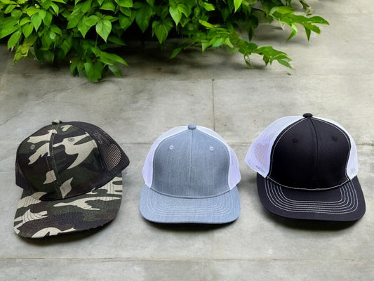 Child Custom Leatherette Patch Trucker Hat.