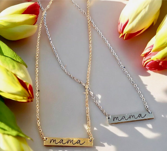 Customizable Stainless Steel Horizontal Bar Necklace - Oh Elly Designs
