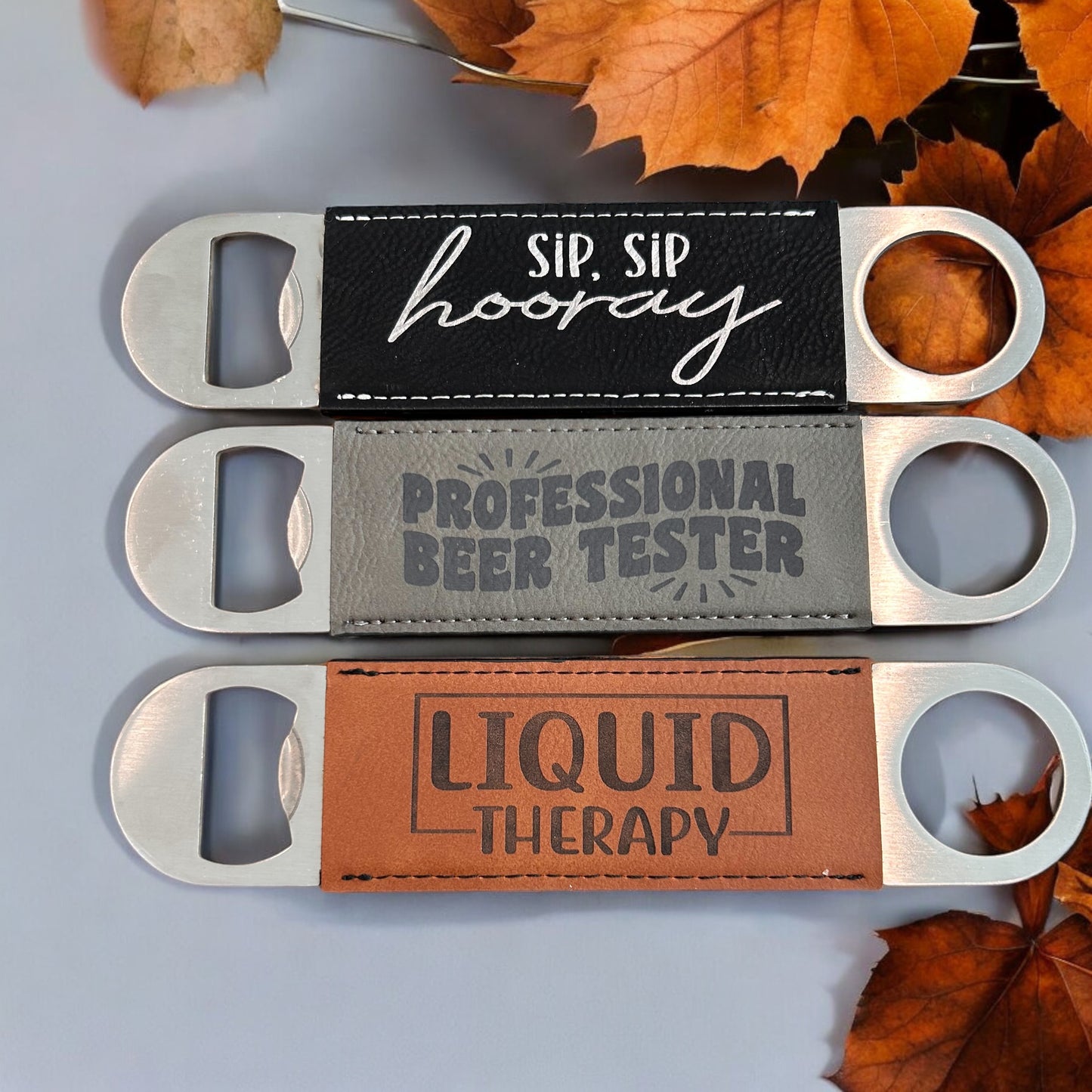 Customizable Leatherette Bottle Openers