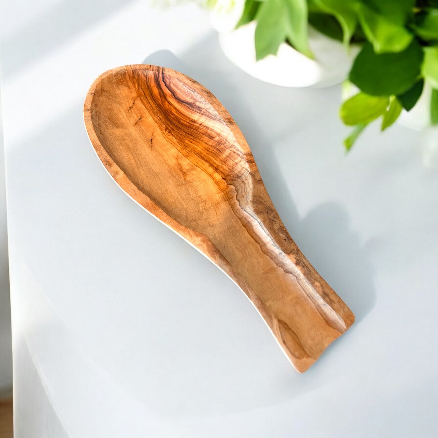 Personalized Olivewood Spoon Rest - Custom Engraved Kitchen Accessory