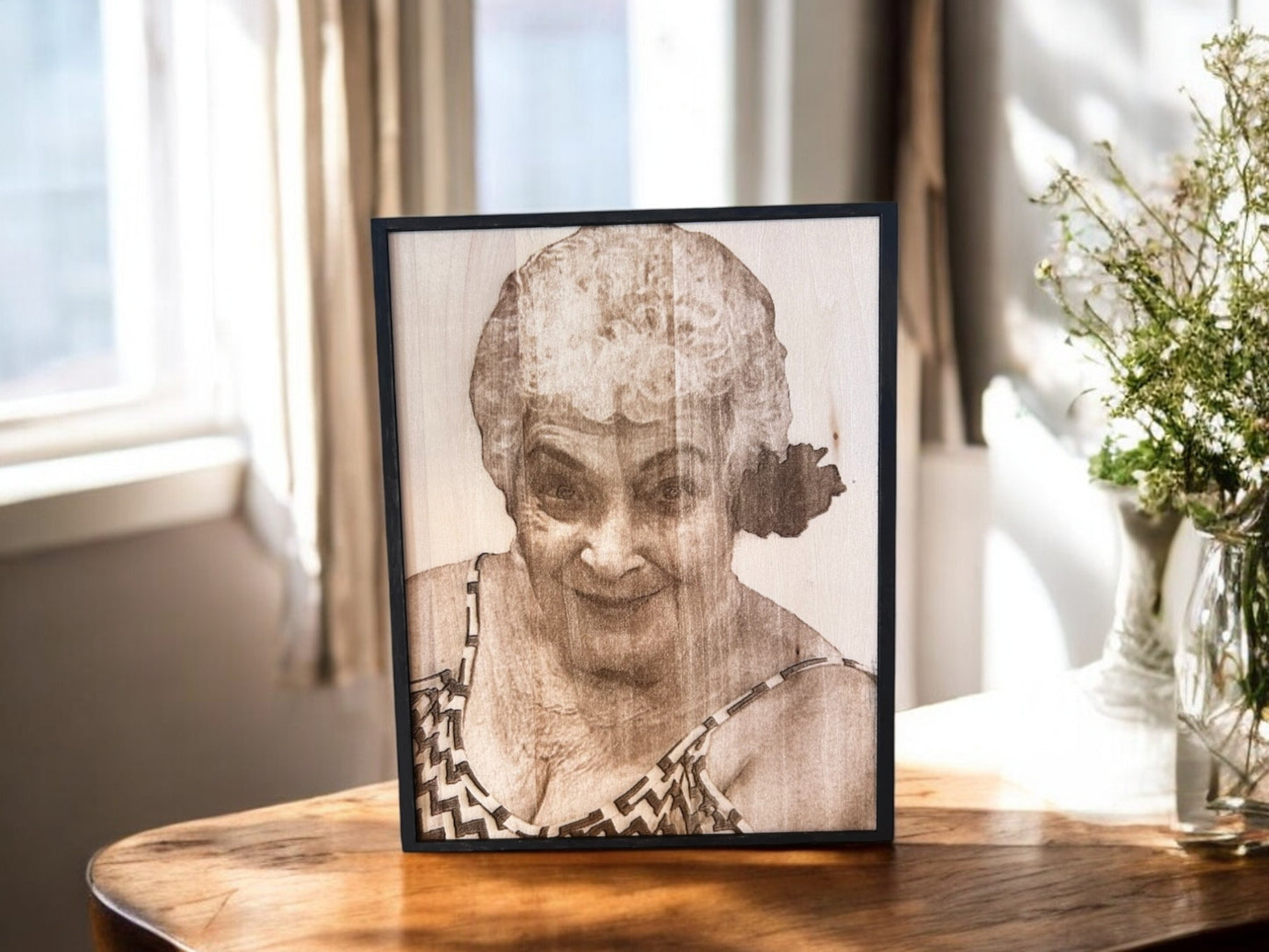 Personalized Photo Engraved on Wood with Stand