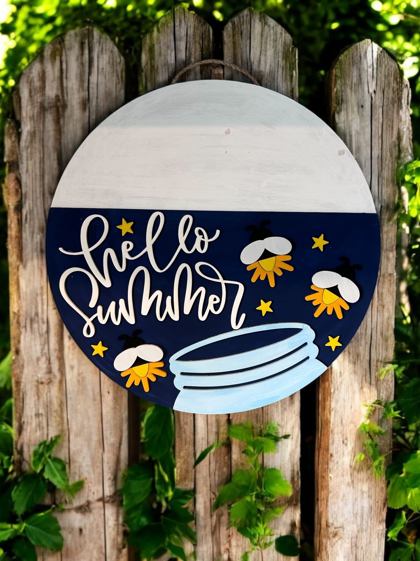 Hello Summer Door Hanger – DIY Kit or Finished Sign (15-Inch Round)