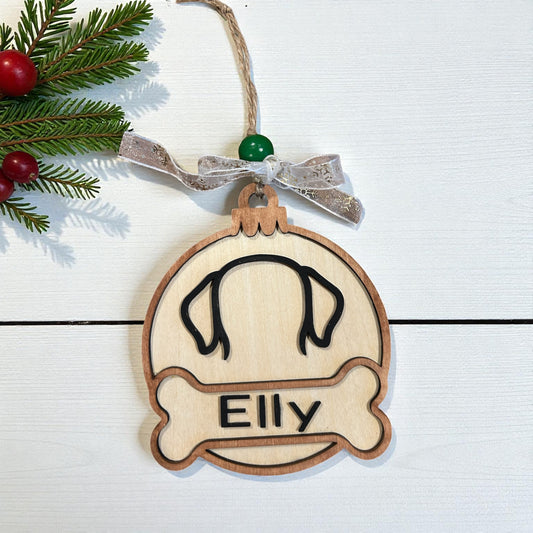 Labrador dog ornament personalized with pet name