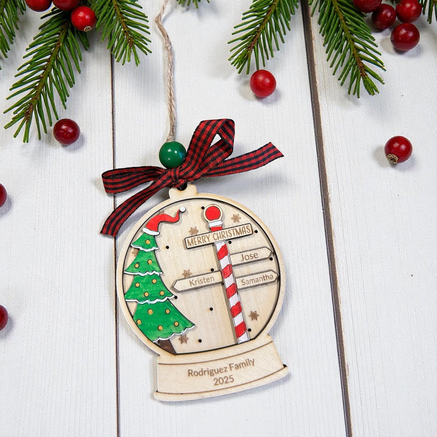 Personalized North Pole Family Ornament – Wooden Christmas Keepsake