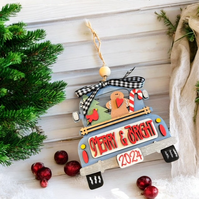 Countryside Charm Ornaments – Painted or DIY Kit | Farm, Wood Tag, and Vintage Truck Designs