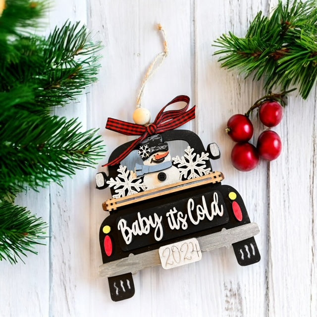 Countryside Charm Ornaments – Painted or DIY Kit | Farm, Wood Tag, and Vintage Truck Designs