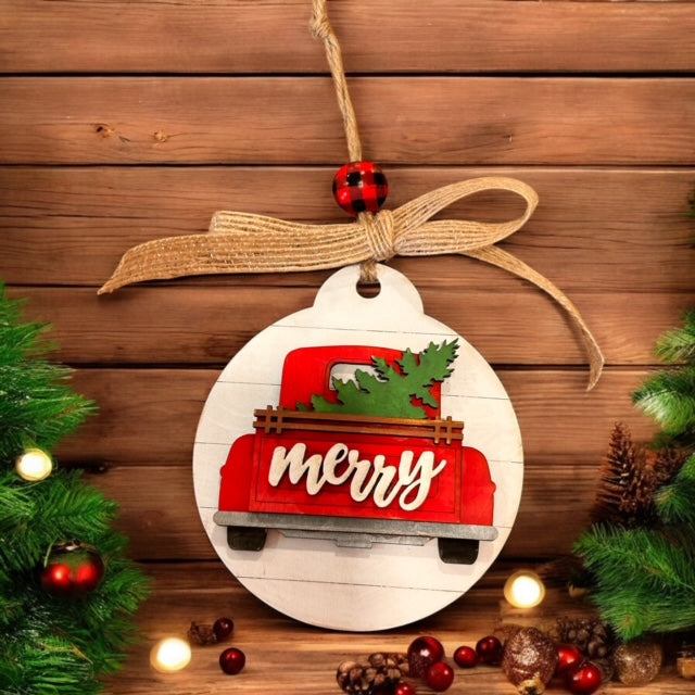 Countryside Charm Ornaments – Painted or DIY Kit | Farm, Wood Tag, and Vintage Truck Designs